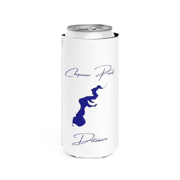 Delaware  Chipman  Pond  Slim  Can  Koozie  front  position  view  from  front  white.webp
