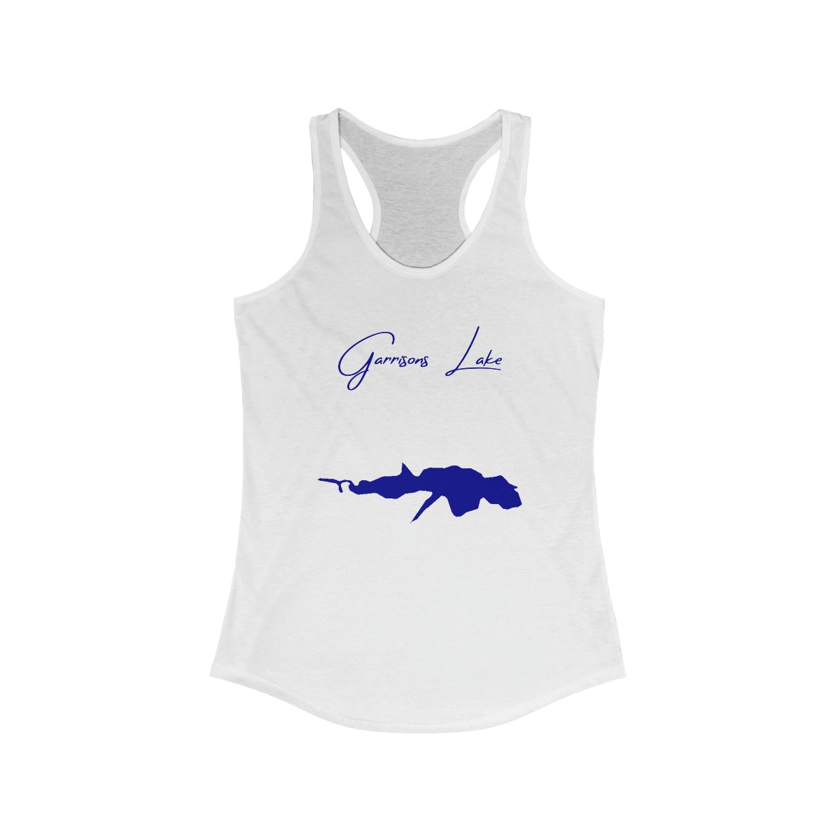 Delaware  Garrisons  Lake  Racerback-Tank  front  position  view  from  front  solid  white.webp