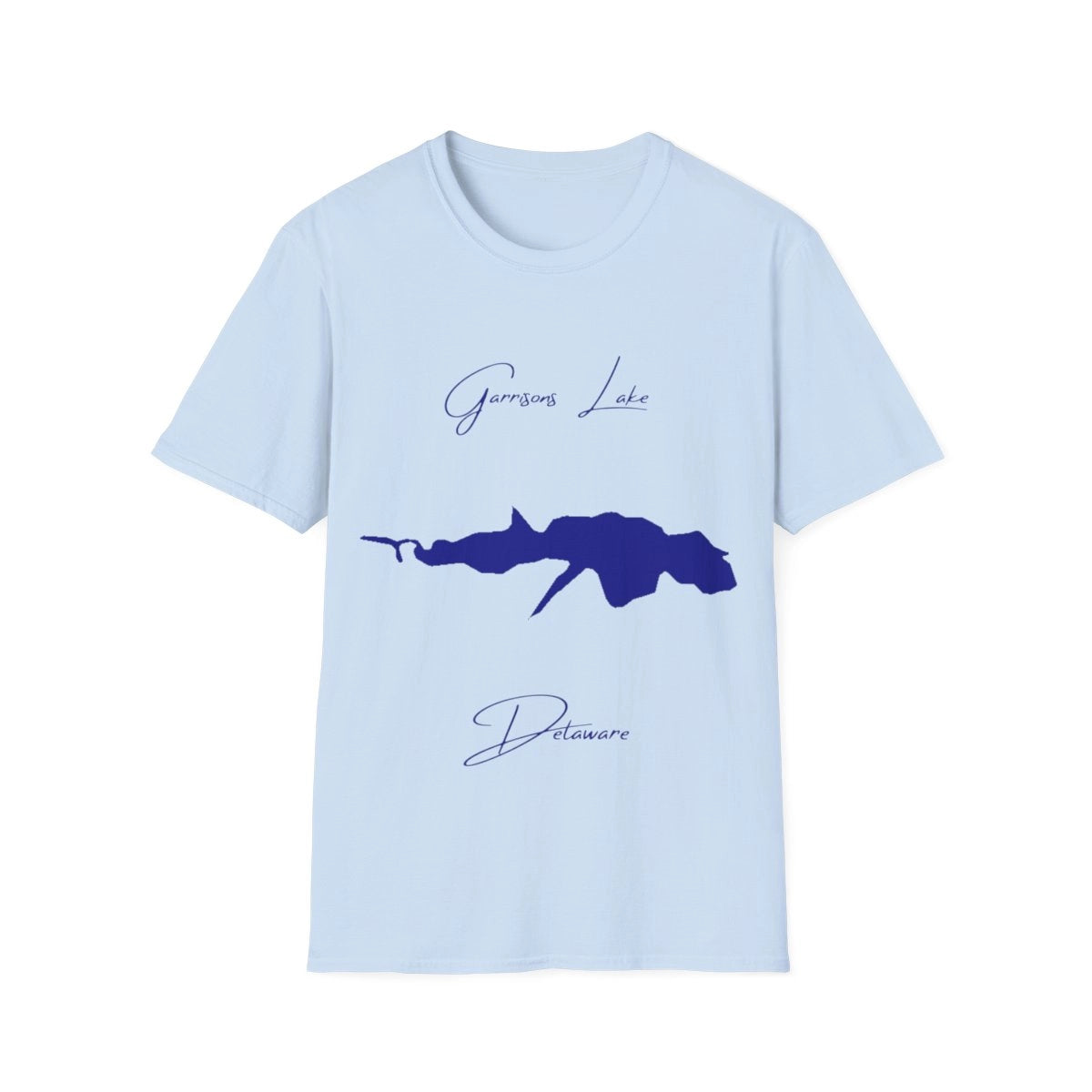 Delaware  Garrisons  Lake  T-shirt  front  position  view  from  front  light  blue.webp