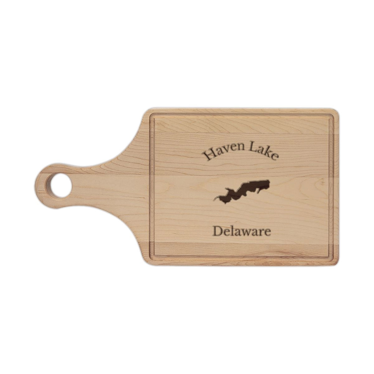 Delaware  Haven  Lake  Engraved  Cutting  Board  front  position  view  from  front  maple.webp