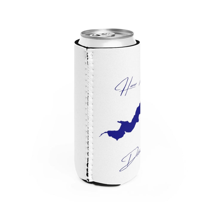 Delaware  Haven  Lake  Slim  Can  Koozie  all  position  view  from  right  white.webp