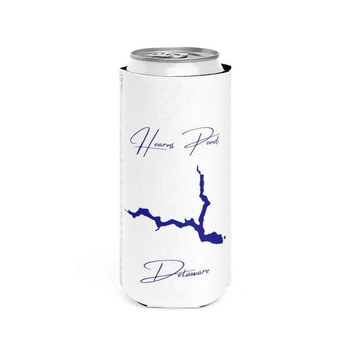 Delaware  Hearns  Pond  Slim  Can  Koozie  front  position  view  from  front  white.webp