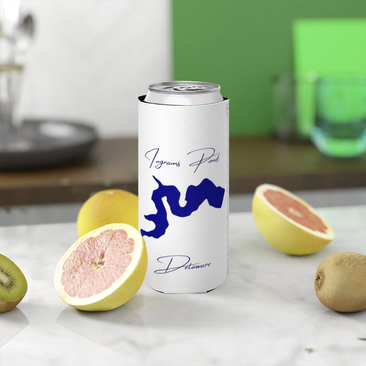 Delaware  Ingrams  Pond  Slim  Can  Koozie  front  position  view  from  context-2  white.webp