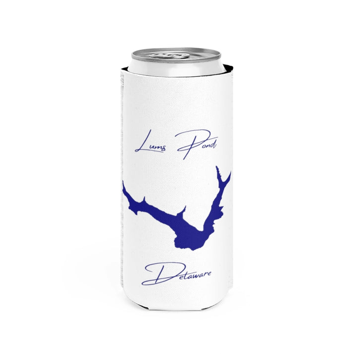 Delaware  Lums  Pond  Slim  Can  Koozie  front  position  view  from  front  white.webp
