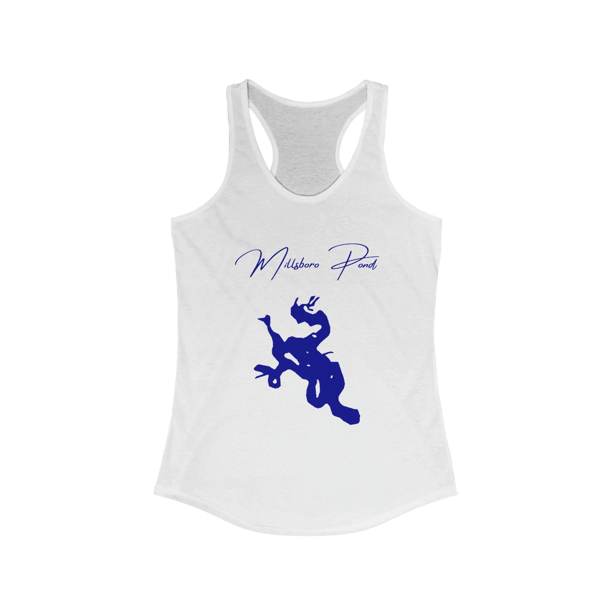 Delaware  Millsboro  Pond  Racerback-Tank  front  position  view  from  front  solid  white.webp
