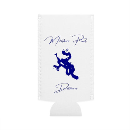Delaware  Millsboro  Pond  Slim  Can  Koozie  front  position  view  from  flat-front  white.webp