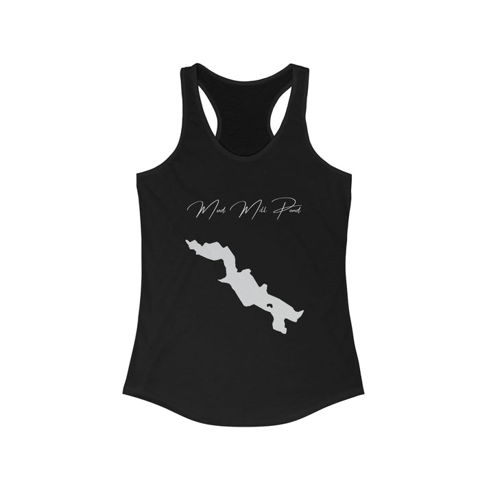 Delaware  Mud  Mill  Pond  Racerback-Tank  front  position  view  from  front  solid  black.webp