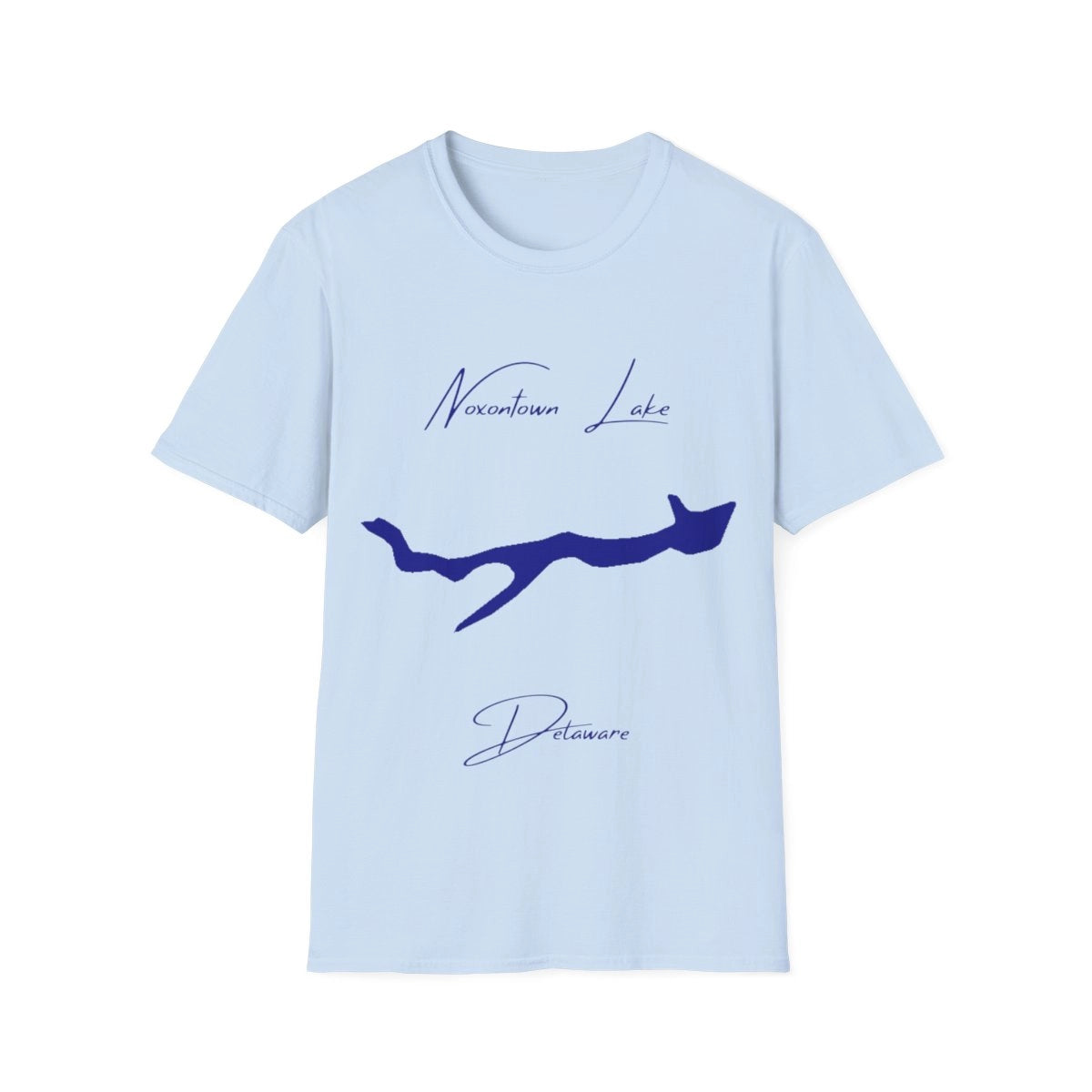 Delaware  Noxontown  Lake  T-shirt  front  position  view  from  front  light  blue.webp