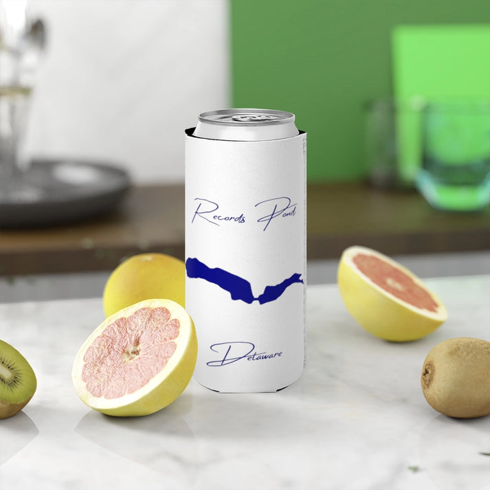 Delaware  Records  Pond  Slim  Can  Koozie  front  position  view  from  context-2  white.webp