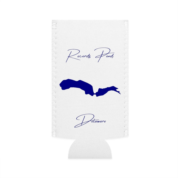 Delaware  Records  Pond  Slim  Can  Koozie  front  position  view  from  flat-front  white.webp