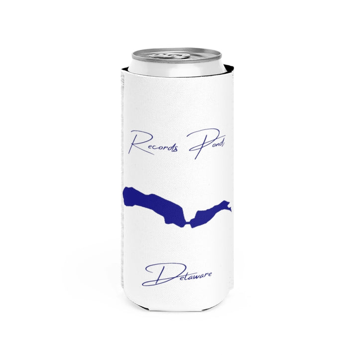 Delaware  Records  Pond  Slim  Can  Koozie  front  position  view  from  front  white.webp