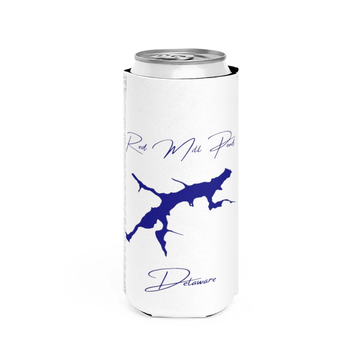 Delaware  Red  Mill  Pond  Slim  Can  Koozie  front  position  view  from  front  white.webp