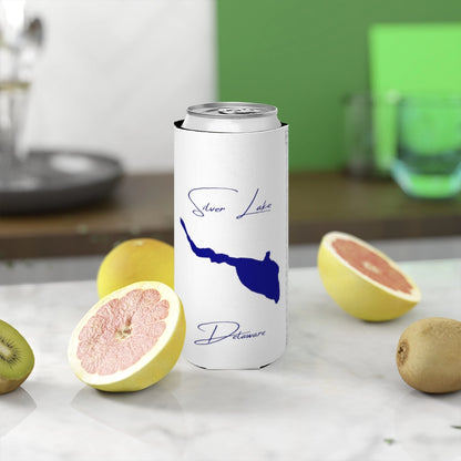 Delaware  Silver  Lake  Slim  Can  Koozie  front  position  view  from  context-2  white.webp