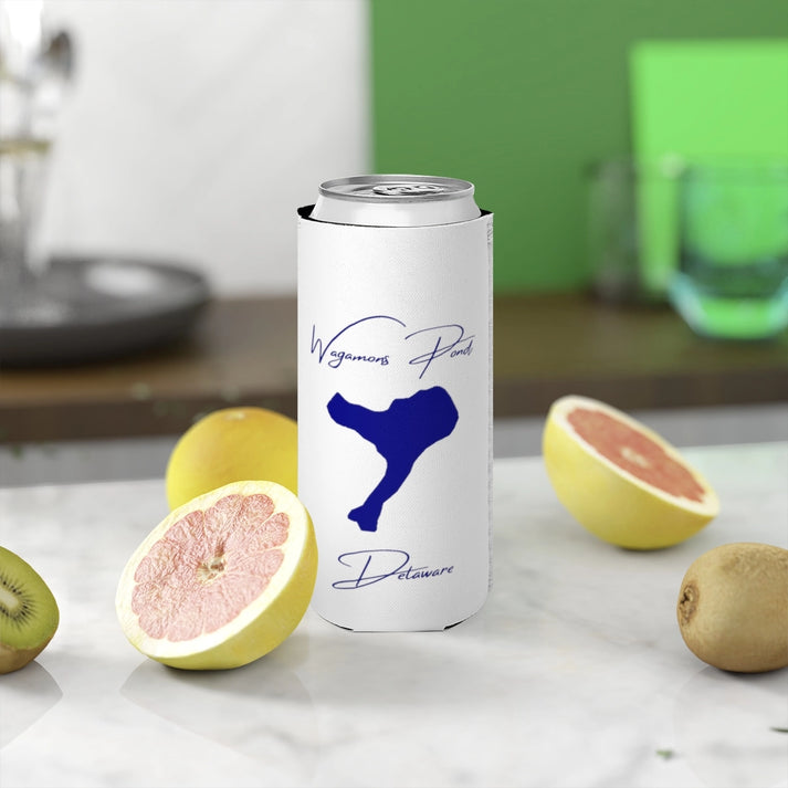 Delaware  Wagamons  Pond  Slim  Can  Koozie  front  position  view  from  context-2  white.webp