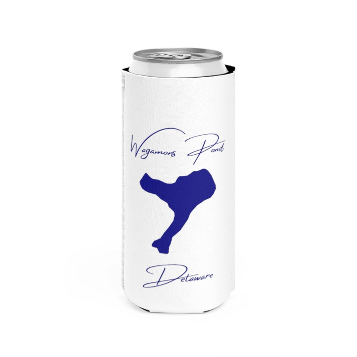 Delaware  Wagamons  Pond  Slim  Can  Koozie  front  position  view  from  front  white.webp