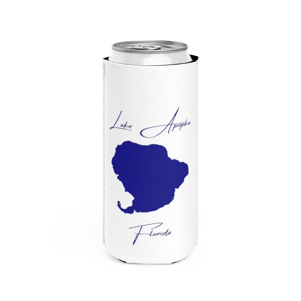 Florida  Lake  Apopka  Slim  Can  Koozie  front  position  view  from  front  white.webp