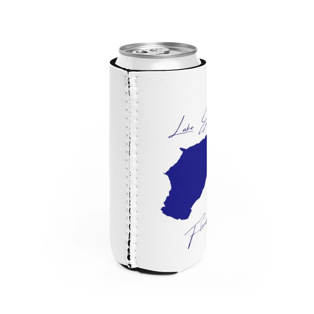Florida  Lake  Eustis  Slim  Can  Koozie  all  position  view  from  right  white.webp