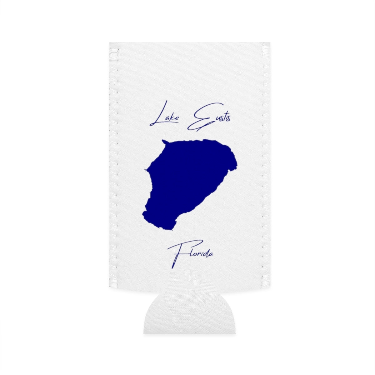 Florida  Lake  Eustis  Slim  Can  Koozie  front  position  view  from  flat-front  white.webp