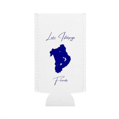Florida  Lake  Istokpoga  Slim  Can  Koozie  front  position  view  from  flat-front  white.webp