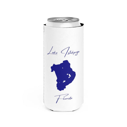 Florida  Lake  Istokpoga  Slim  Can  Koozie  front  position  view  from  front  white.webp