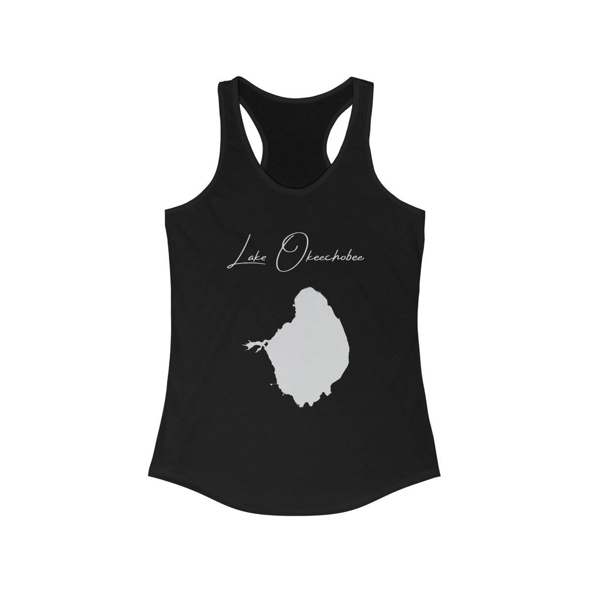Florida  Lake  Okeechobee  Racerback-Tank  front  position  view  from  front  solid  black.webp