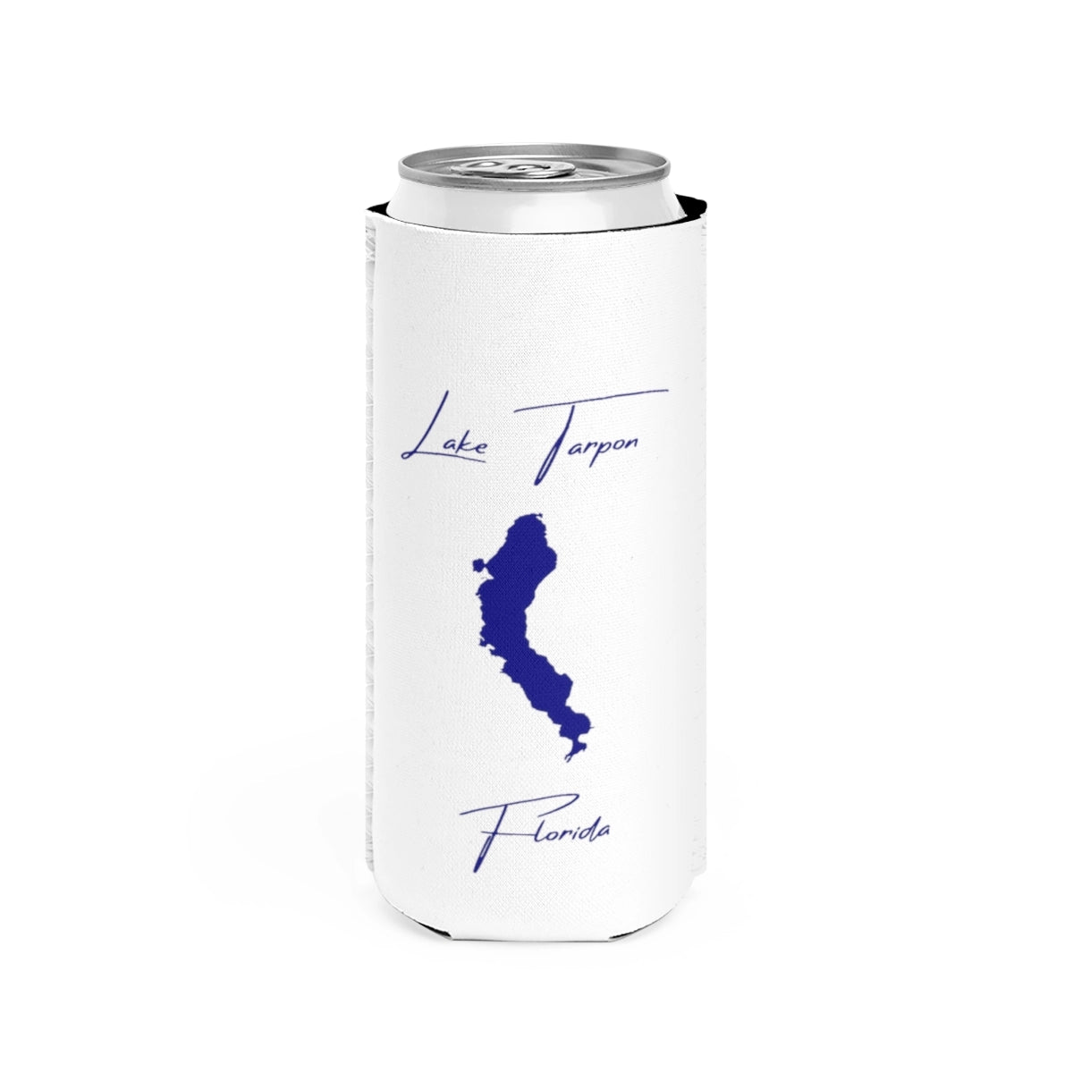 Florida  Lake  Tarpon  Slim  Can  Koozie  front  position  view  from  front  white.webp