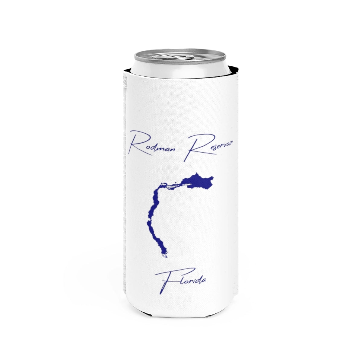 Florida  Rodman  Reservoir  Slim  Can  Koozie  front  position  view  from  front  white.webp