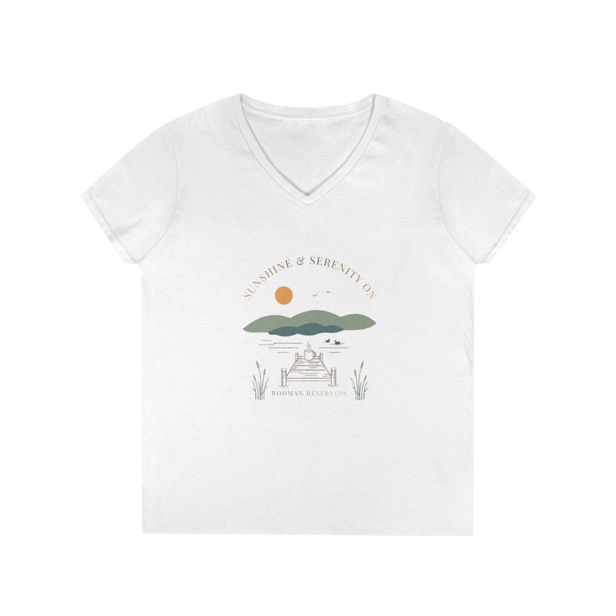 Florida  Rodman  Reservoir  V-Neck  Boho  T-shirt  front  position  view  from  front  white.webp