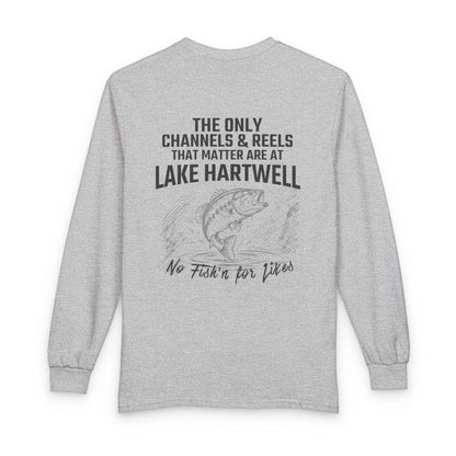 Georgia  Lake  Hartwell  Long  Sleeve  Fishing  T-shirt  back  position  view  from  back  sport  grey.webp
