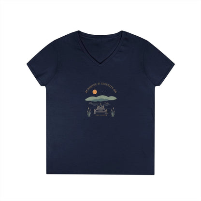 Georgia  Lake  Lanier  V-Neck  Boho  T-shirt  front  position  view  from  front  navy.webp