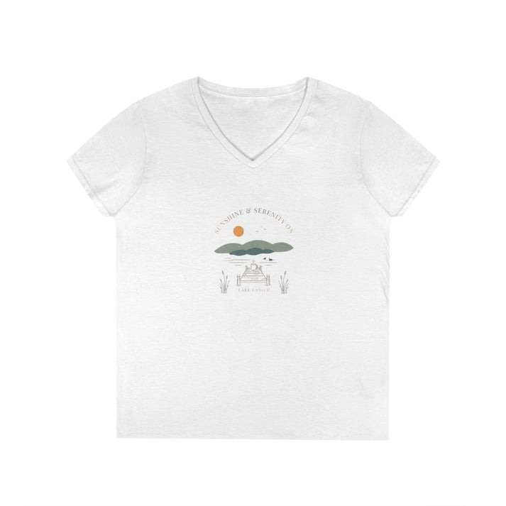 Georgia  Lake  Lanier  V-Neck  Boho  T-shirt  front  position  view  from  front  white.webp