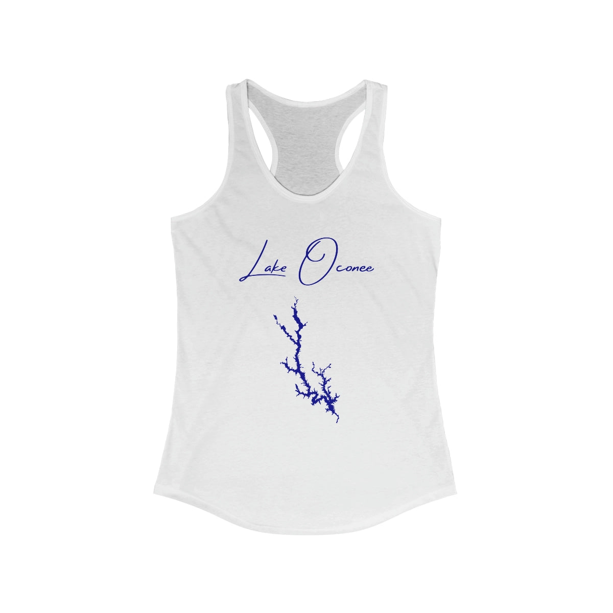 Georgia  Lake  Oconee  Racerback-Tank  front  position  view  from  front  solid  white.webp