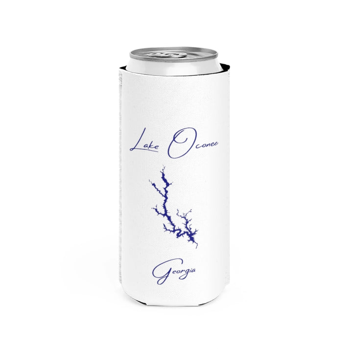 Georgia  Lake  Oconee  Slim  Can  Koozie  front  position  view  from  front  white.webp