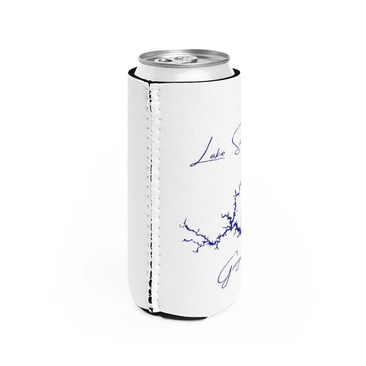 Georgia  Lake  Sinclair  Slim  Can  Koozie  all  position  view  from  right  white.webp