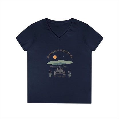 Georgia  Nottely  Lake  V-Neck  Boho  T-shirt  front  position  view  from  front  navy.webp