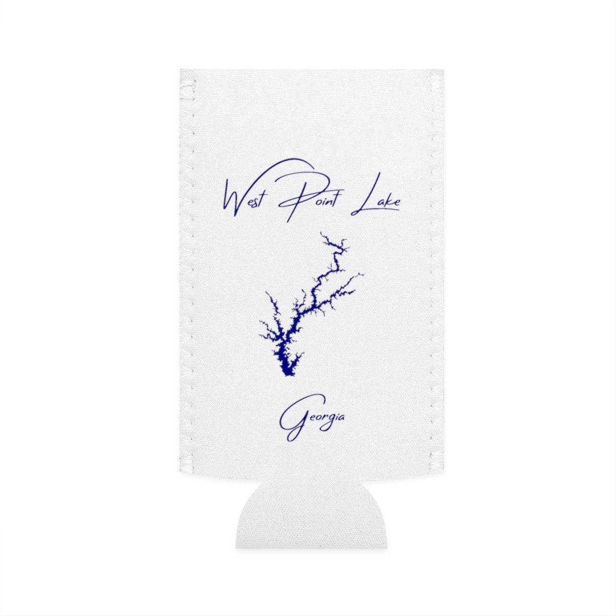 Georgia  West  Point  Lake  Slim  Can  Koozie  front  position  view  from  flat-front  white.webp