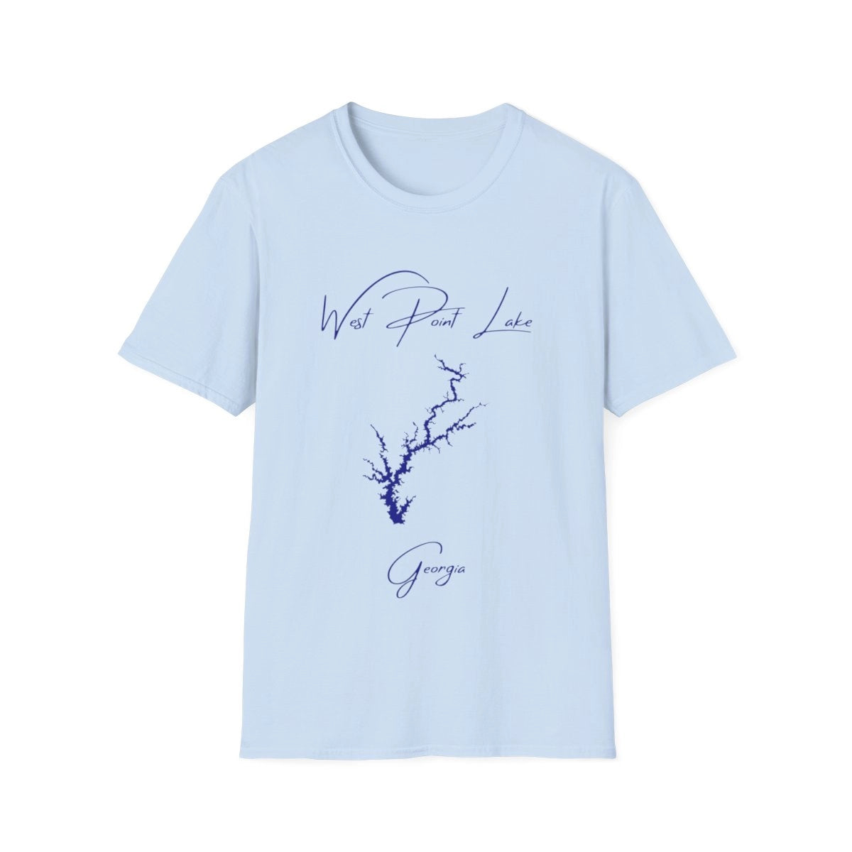 Georgia  West  Point  Lake  T-shirt  front  position  view  from  front  light  blue.webp