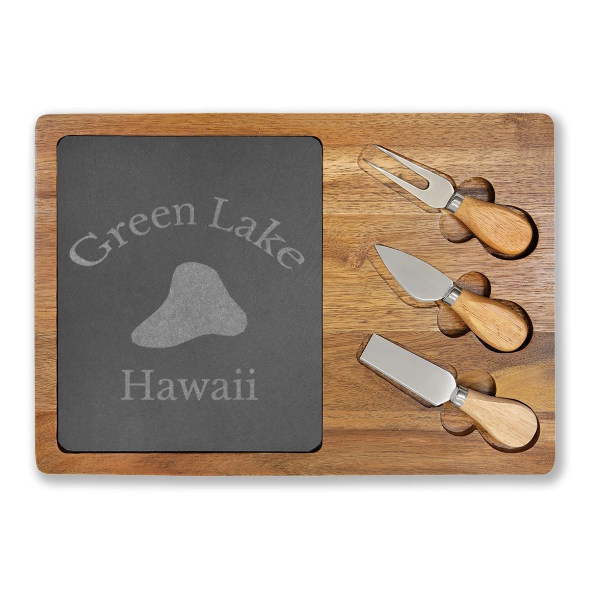 Hawaii  Green  Lake  Engraved  Charcuterie  Board  other  position  view  from  front  13  3  4  x  9  3  4.webp