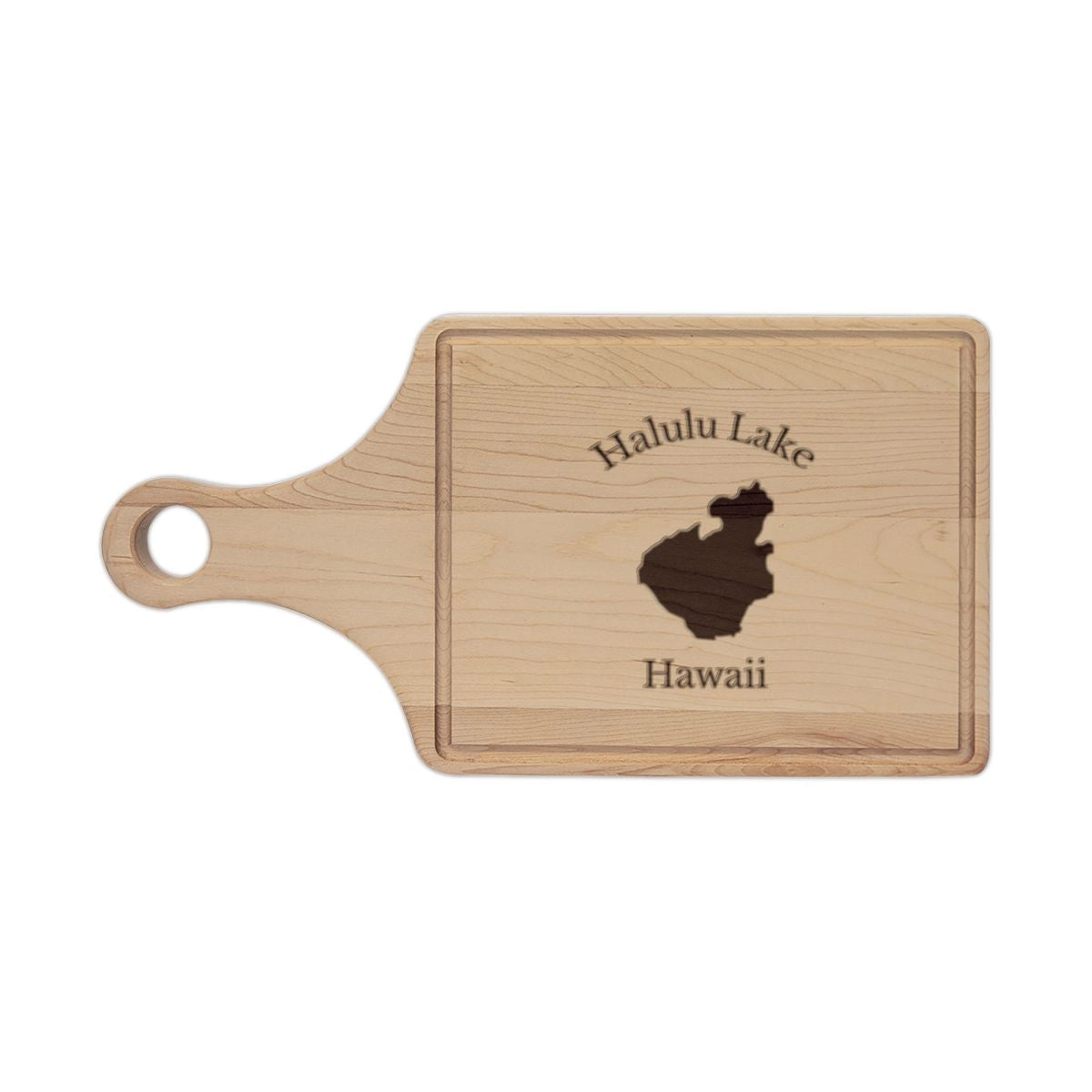 Hawaii  Halulu  Lake  Engraved  Cutting  Board  front  position  view  from  front  maple.webp