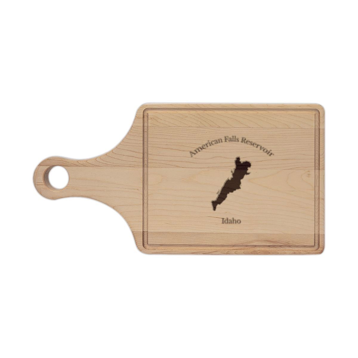 Idaho  American  Falls  Reservoir  Engraved  Cutting  Board  front  position  view  from  front  maple.webp