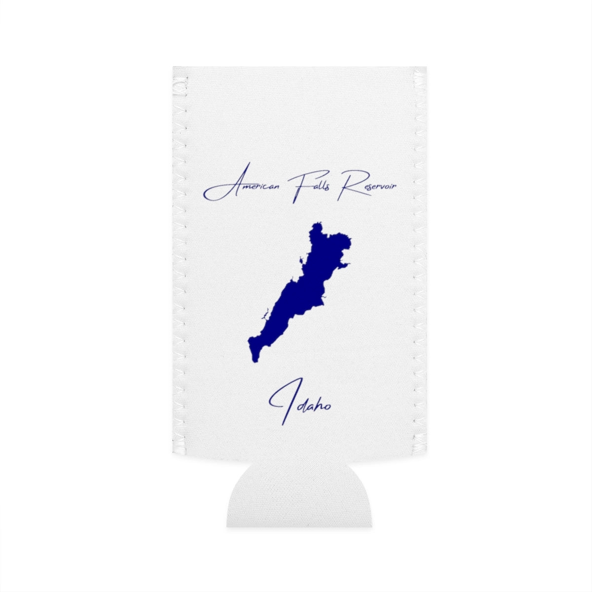 Idaho  American  Falls  Reservoir  Slim  Can  Koozie  front  position  view  from  flat-front  white.webp