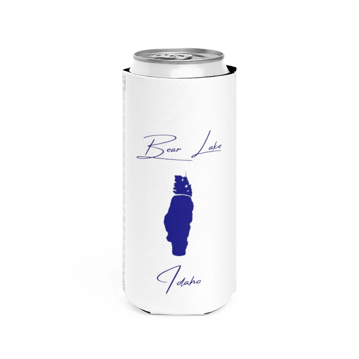 Idaho  Bear  Lake  Slim  Can  Koozie  front  position  view  from  front  white.webp
