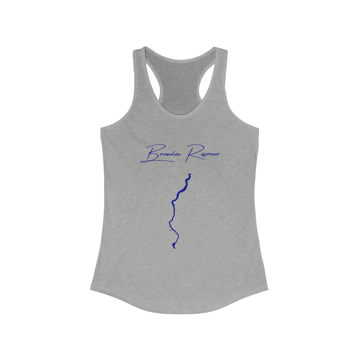 Idaho  Brownlee  Reservoir  Racerback-Tank  front  position  view  from  front  heather  grey.webp