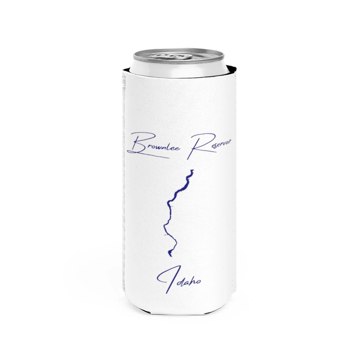 Idaho  Brownlee  Reservoir  Slim  Can  Koozie  front  position  view  from  front  white.webp