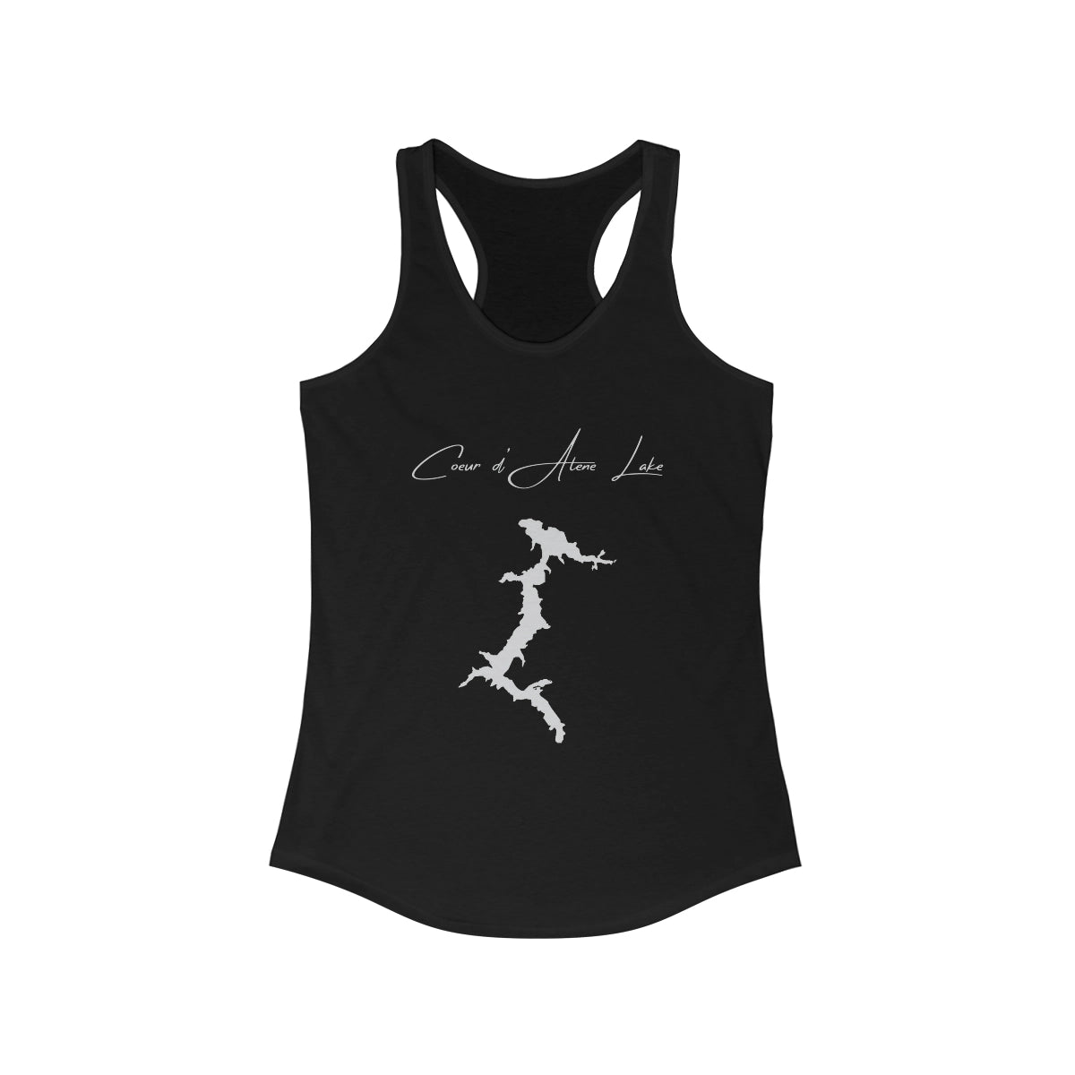 Idaho  Coeur  d'Alene  Lake  Racerback-Tank  front  position  view  from  front  solid  black.webp