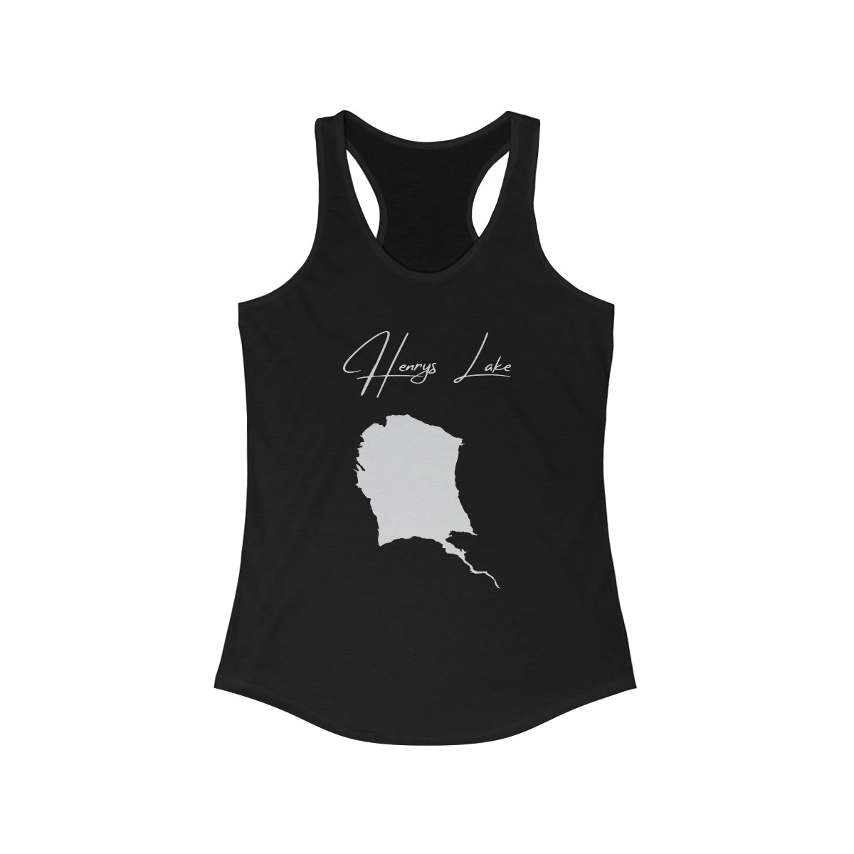 Idaho  Henrys  Lake  Racerback-Tank  front  position  view  from  front  solid  black.webp