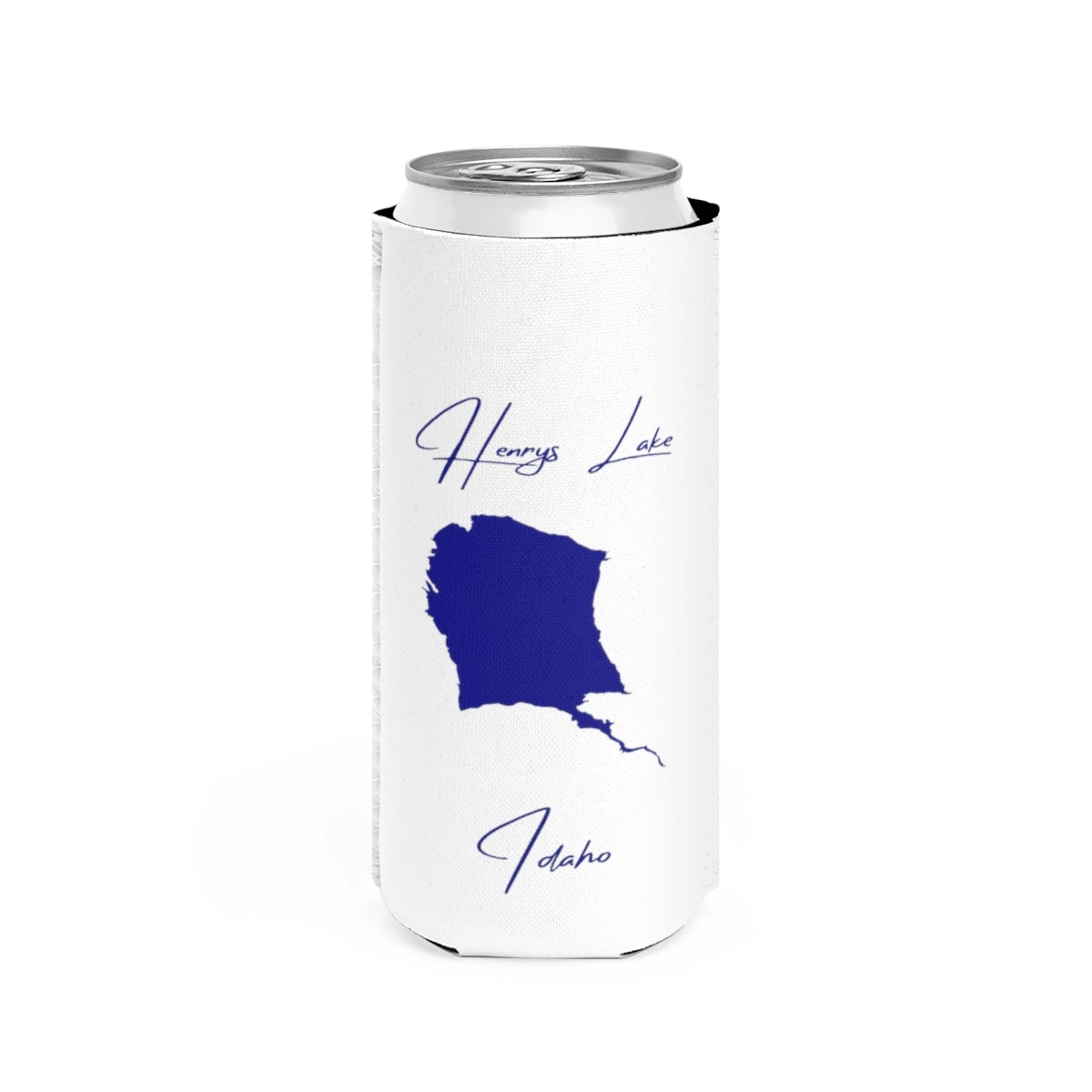 Idaho  Henrys  Lake  Slim  Can  Koozie  front  position  view  from  front  white.webp