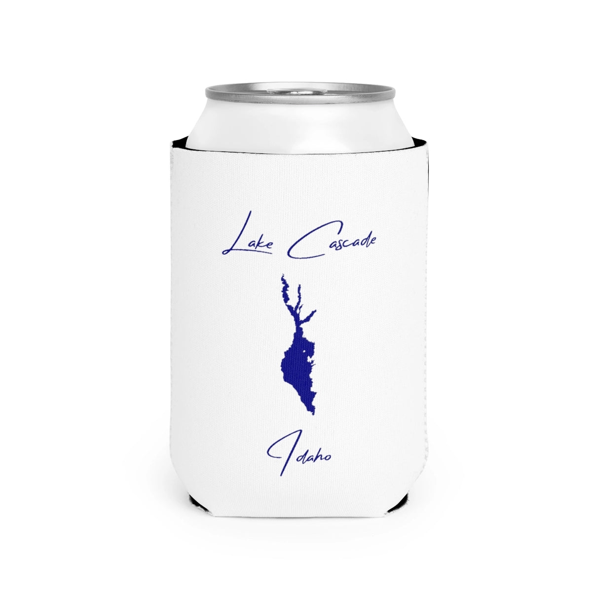 Idaho  Lake  Cascade  Can  Koozie  front  position  view  from  front-2  white.webp