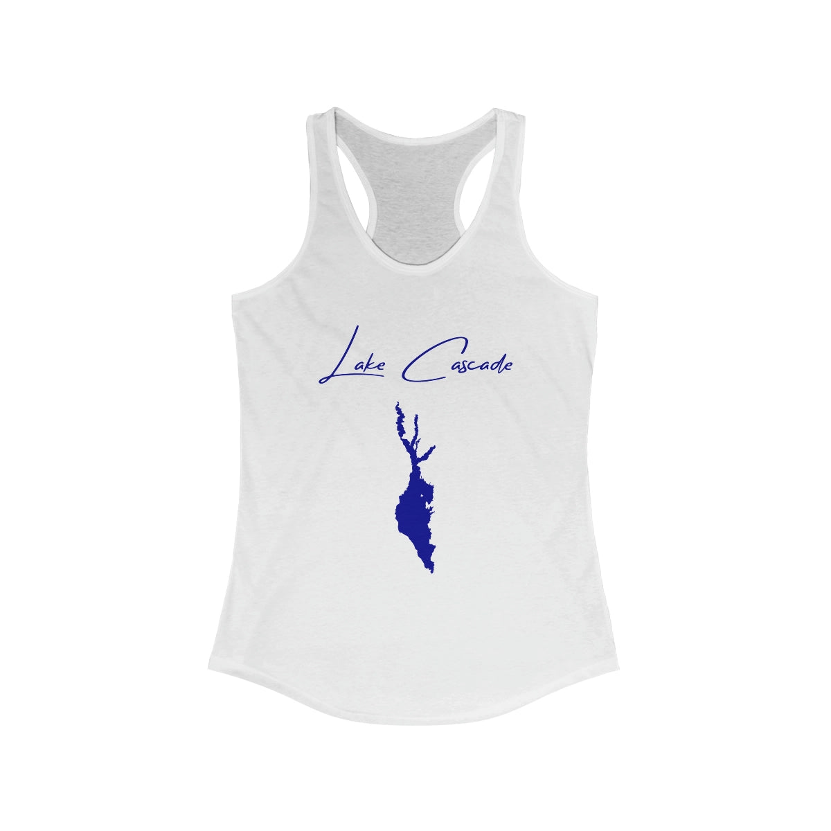 Idaho  Lake  Cascade  Racerback-Tank  front  position  view  from  front  solid  white.webp