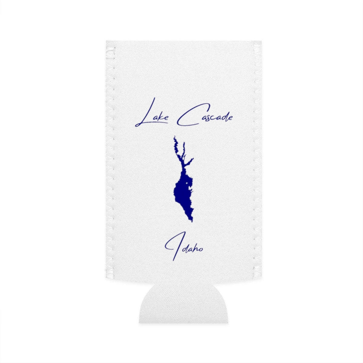 Idaho  Lake  Cascade  Slim  Can  Koozie  front  position  view  from  flat-front  white.webp